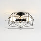 Caged Opal Glass Semi Mount Lighting Industrial 3/4/5 Bulb Living Room Ceiling Light in Black/White Clearhalo 'Ceiling Lights' 'Close To Ceiling Lights' 'Close to ceiling' 'Semi-flushmount' Lighting' 207946