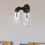 Metal Oval Shade Sconce Lighting Industrial 2 Lights Bedroom Wall Mounted Pipe Light in Black Black C Clearhalo 'Art deco wall lights' 'Cast Iron' 'Glass' 'Industrial wall lights' 'Industrial' 'Middle century wall lights' 'Modern' 'Rustic wall lights' 'Tiffany' 'Traditional wall lights' 'Wall Lamps & Sconces' 'Wall Lights' Lighting' 208096