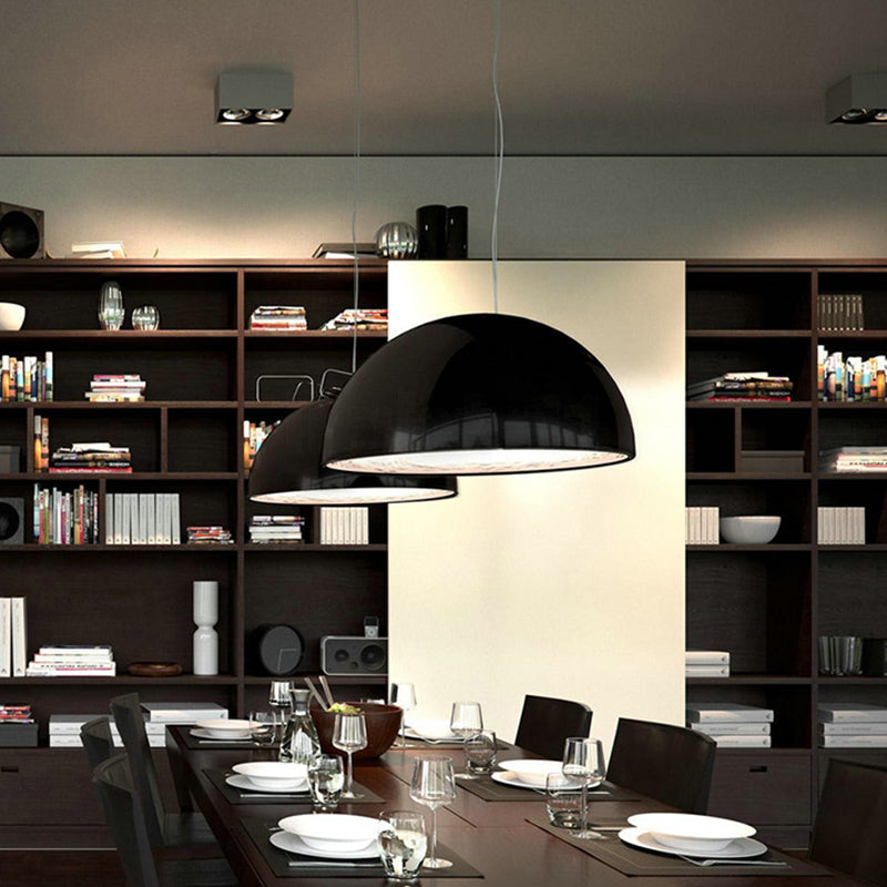 Dome Shade Pendant Lamp with Flower Pattern Inside Modern Metal 1 Light Gold/Coffee/Black Hanging Ceiling Light, 16"/23.5"/35.5" Wide Clearhalo 'Ceiling Lights' 'Modern Pendants' 'Modern' 'Pendant Lights' 'Pendants' Lighting' 208308