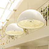 Dome Shade Pendant Lamp with Flower Pattern Inside Modern Metal 1 Light Gold/Coffee/Black Hanging Ceiling Light, 16"/23.5"/35.5" Wide White Clearhalo 'Ceiling Lights' 'Modern Pendants' 'Modern' 'Pendant Lights' 'Pendants' Lighting' 208318