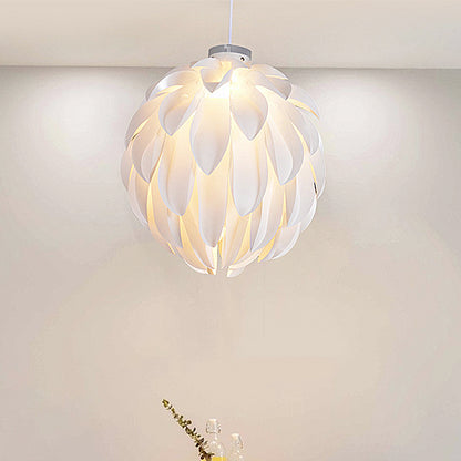 Flower Pendant Light Art Deco Plastic 1 Light White Ceiling Pendant Light for Dining Room, 16"/19.5" Wide White 16" Clearhalo 'Ceiling Lights' 'Pendant Lights' 'Pendants' Lighting' 208434_4dd28fef-2279-4a18-ab98-fcd120fa3bf2