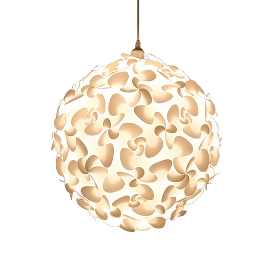 Art Deco 1 Light Pendant Light with Plastic Shade White Globe Hanging Ceiling Light, 18"/23.5" W Clearhalo 'Ceiling Lights' 'Pendant Lights' 'Pendants' Lighting' 208468