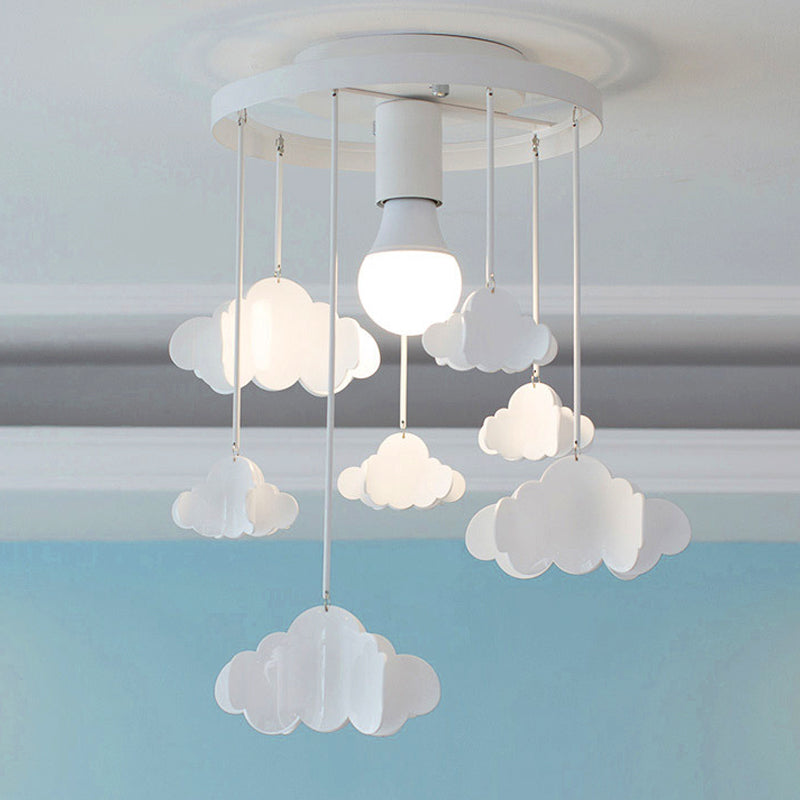 White Floating Cloud Ceiling Mount Light One Light Creative Metallic Ceiling Lamp for Baby Room Clearhalo 'Ceiling Lights' 'Close To Ceiling Lights' 'Close to ceiling' 'Flush mount' 'Industrial Flush Mount' Lighting' 208483