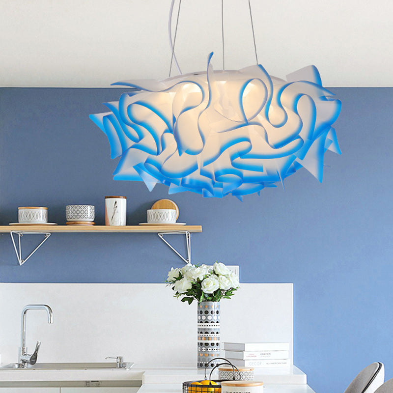 Flower Design Pendant Light Art Deco Acrylic 1 Light Pink/Orange/Blue Ceiling Pendant for Dining Room Blue Clearhalo 'Ceiling Lights' 'Modern Pendants' 'Modern' 'Pendant Lights' 'Pendants' Lighting' 208518