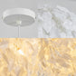 White Leaf Pendant Lamp Modern Fabric 1 Light Bedroom Hanging Light Fixture, 19.5"/23.5"/27.5" Wide Clearhalo 'Ceiling Lights' 'Modern Pendants' 'Modern' 'Pendant Lights' 'Pendants' Lighting' 208570