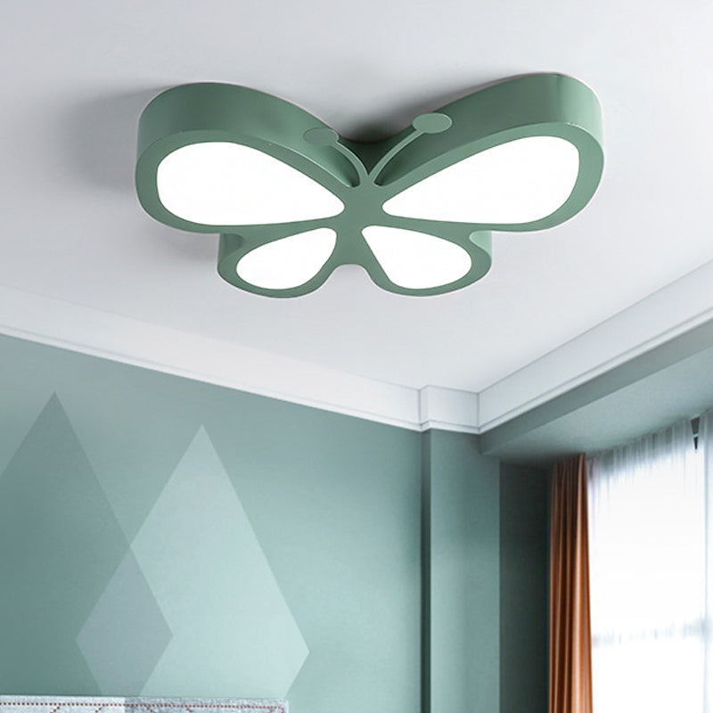 Butterfly Child Bedroom Ceiling Light Acrylic Metal Insect LED Flush Mount Light Green Clearhalo 'Ceiling Lights' 'Close To Ceiling Lights' 'Close to ceiling' 'Flush mount' Lighting' 208605