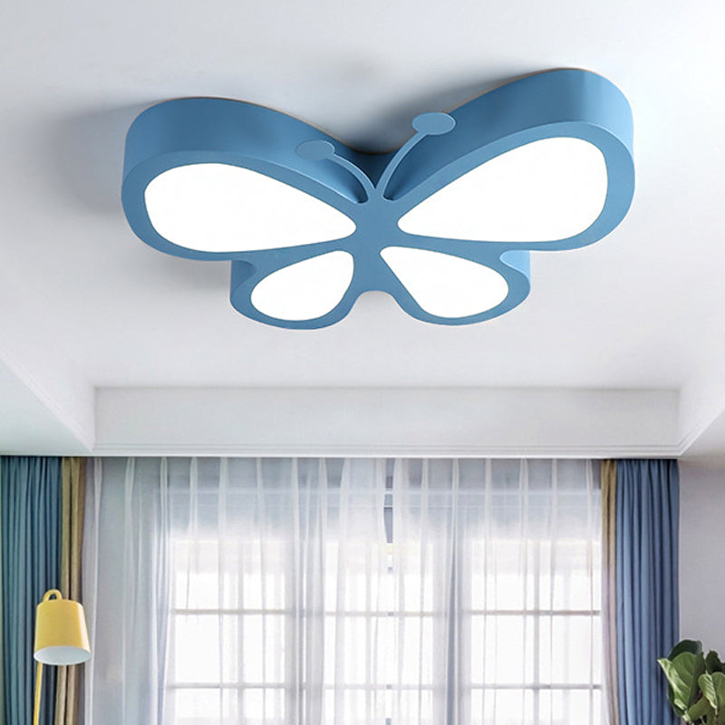 Butterfly Child Bedroom Ceiling Light Acrylic Metal Insect LED Flush Mount Light Blue Clearhalo 'Ceiling Lights' 'Close To Ceiling Lights' 'Close to ceiling' 'Flush mount' Lighting' 208607