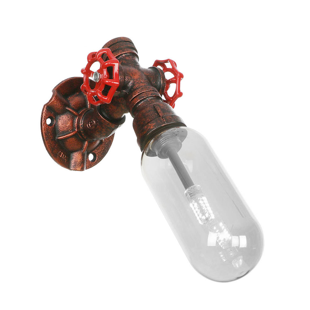 Clear Glass Weathered Copper Sconce Lighting Capsule 1 Light Industrial Wall Mounted Pipe Light Clearhalo 'Art deco wall lights' 'Cast Iron' 'Glass' 'Industrial wall lights' 'Industrial' 'Middle century wall lights' 'Modern' 'Rustic wall lights' 'Tiffany' 'Traditional wall lights' 'Wall Lamps & Sconces' 'Wall Lights' Lighting' 208658