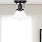 1 Bulb Semi Flush Mount Clear/Amber Glass Industrial Cone/Rhombus/Bell Ceiling Light for Kitchen Clear Cone Clearhalo 'Ceiling Lights' 'Close To Ceiling Lights' 'Close to ceiling' 'Glass shade' 'Glass' 'Semi-flushmount' Lighting' 208914