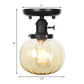 Black 1 Light Ceiling Mount Clear/Amber Glass Industrial Round/Globe Semi Flush Light for Kitchen Clearhalo 'Ceiling Lights' 'Close To Ceiling Lights' 'Close to ceiling' 'Glass shade' 'Glass' 'Semi-flushmount' Lighting' 208953