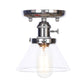 1 Bulb Semi Flush Mount Cone/Bell/Rhombus Industrial Clear/Amber Glass Ceiling Light in Chrome Clearhalo 'Ceiling Lights' 'Close To Ceiling Lights' 'Close to ceiling' 'Glass shade' 'Glass' 'Semi-flushmount' Lighting' 208985