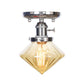 1 Bulb Semi Flush Mount Cone/Bell/Rhombus Industrial Clear/Amber Glass Ceiling Light in Chrome Clearhalo 'Ceiling Lights' 'Close To Ceiling Lights' 'Close to ceiling' 'Glass shade' 'Glass' 'Semi-flushmount' Lighting' 208987