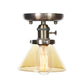1 Light Ceiling Lighting Industrial Cone/Bell/Rhombus Clear/Amber Glass Semi Flush Mount Light in Bronze Clearhalo 'Ceiling Lights' 'Close To Ceiling Lights' 'Close to ceiling' 'Glass shade' 'Glass' 'Semi-flushmount' Lighting' 209013