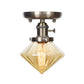 1 Light Ceiling Lighting Industrial Cone/Bell/Rhombus Clear/Amber Glass Semi Flush Mount Light in Bronze Clearhalo 'Ceiling Lights' 'Close To Ceiling Lights' 'Close to ceiling' 'Glass shade' 'Glass' 'Semi-flushmount' Lighting' 209019