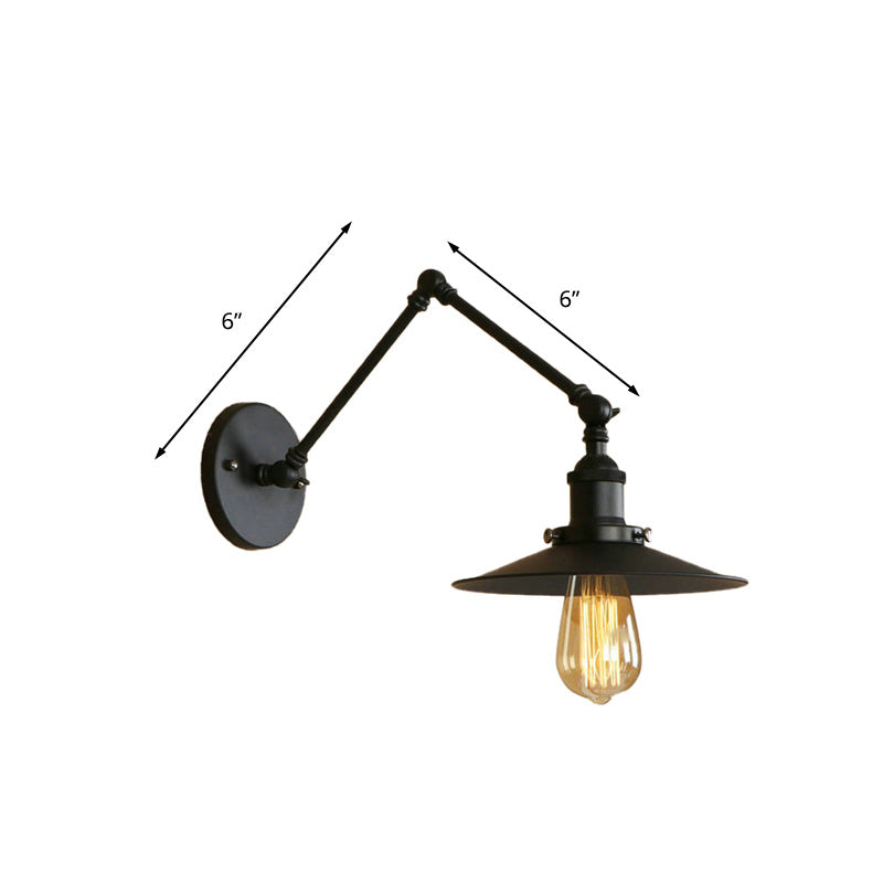 Metal Black/Rust Wall Mount Light Flat Shade 1 Bulb Industrial Style Wall Lamp with Swing Arm Clearhalo 'Art deco wall lights' 'Cast Iron' 'Glass' 'Industrial wall lights' 'Industrial' 'Middle century wall lights' 'Modern' 'Rustic wall lights' 'Tiffany' 'Traditional wall lights' 'Wall Lamps & Sconces' 'Wall Lights' Lighting' 209031