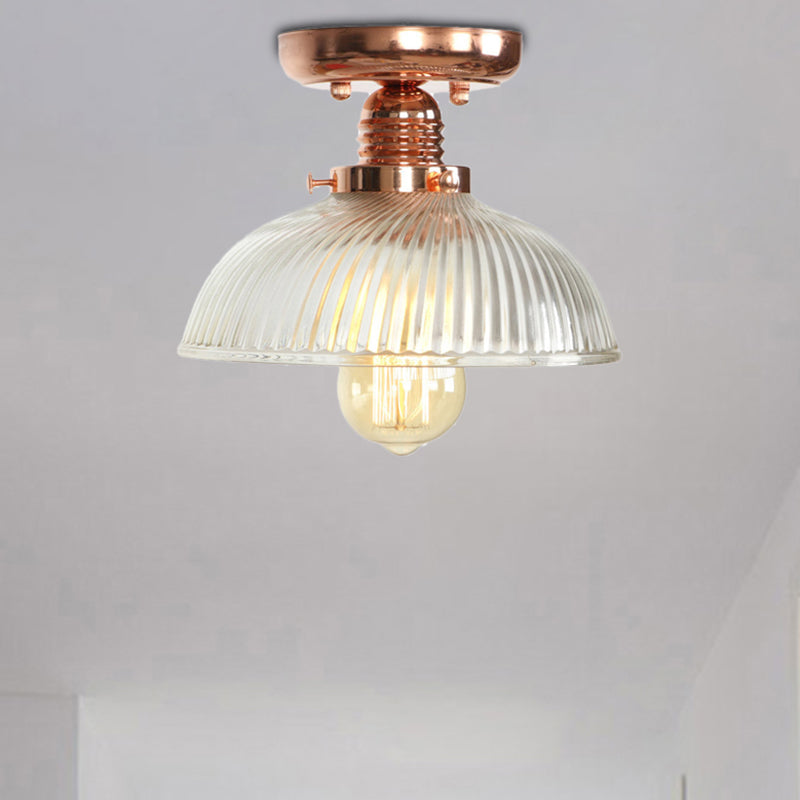 Copper 1 Light Ceiling Lighting Industrial Clear Glass Globe/Pear/Bowl Shade Semi Flush Light Clearhalo 'Ceiling Lights' 'Close To Ceiling Lights' 'Close to ceiling' 'Glass shade' 'Glass' 'Semi-flushmount' Lighting' 209080