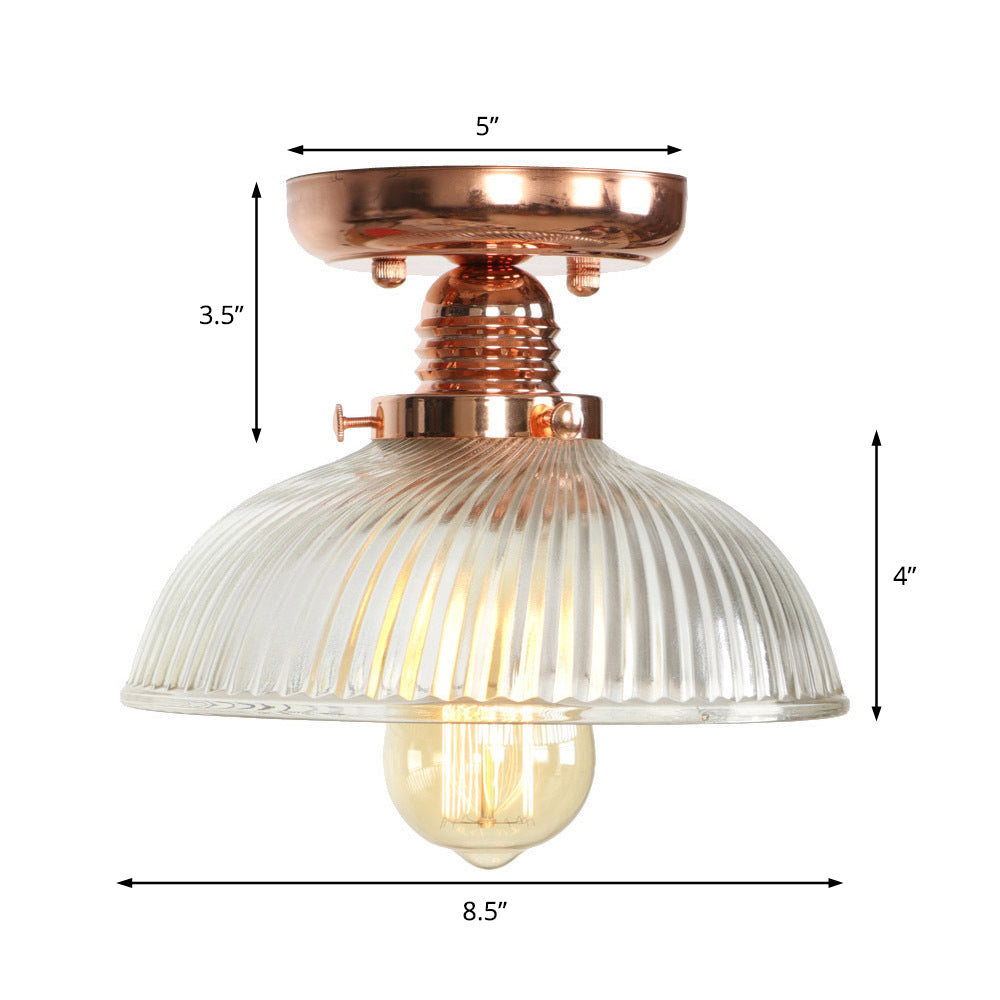Copper 1 Light Ceiling Lighting Industrial Clear Glass Globe/Pear/Bowl Shade Semi Flush Light Clearhalo 'Ceiling Lights' 'Close To Ceiling Lights' 'Close to ceiling' 'Glass shade' 'Glass' 'Semi-flushmount' Lighting' 209082