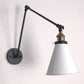 Tapered Bedroom Wall Mount Light Loft Style Metallic 1 Head Black/White Adjustable Sconce Lighting Fixture Clearhalo 'Art deco wall lights' 'Cast Iron' 'Glass' 'Industrial wall lights' 'Industrial' 'Middle century wall lights' 'Modern' 'Rustic wall lights' 'Tiffany' 'Traditional wall lights' 'Wall Lamps & Sconces' 'Wall Lights' Lighting' 209122