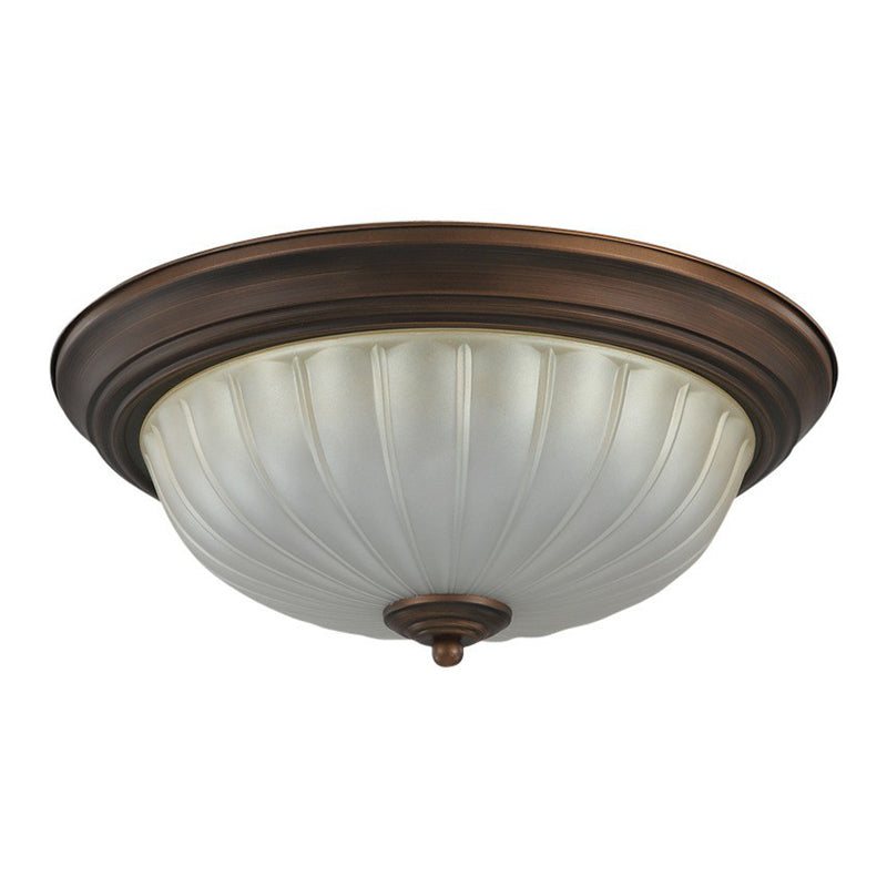 3 Bulbs Flush Mount Traditional Dome Shaped Frosted Ribbed Glass Flushmount Ceiling Light for Bedroom Clearhalo 'Ceiling Lights' 'Close To Ceiling Lights' 'Close to ceiling' 'Flush mount' Lighting' 2091393