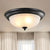 3 Bulbs Flush Mount Traditional Dome Shaped Frosted Ribbed Glass Flushmount Ceiling Light for Bedroom Black Clearhalo 'Ceiling Lights' 'Close To Ceiling Lights' 'Close to ceiling' 'Flush mount' Lighting' 2091394
