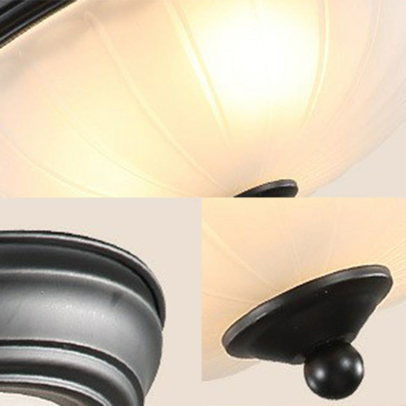 3 Bulbs Flush Mount Traditional Dome Shaped Frosted Ribbed Glass Flushmount Ceiling Light for Bedroom Clearhalo 'Ceiling Lights' 'Close To Ceiling Lights' 'Close to ceiling' 'Flush mount' Lighting' 2091396