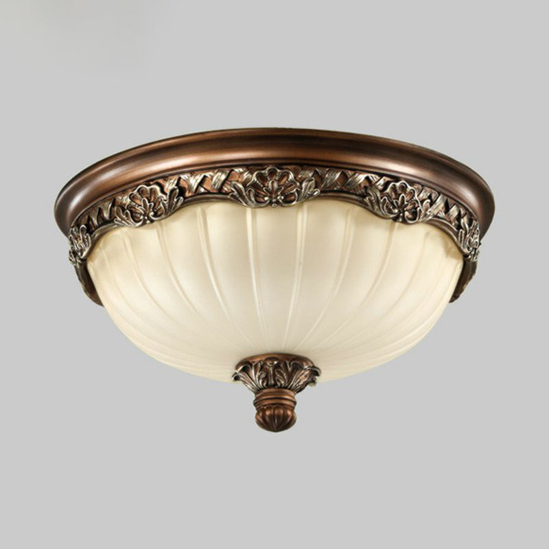 Fluted Glass Brown Flush Mount Bowl Traditional Flushmount Ceiling Light for Bedroom Clearhalo 'Ceiling Lights' 'Close To Ceiling Lights' 'Close to ceiling' 'Flush mount' Lighting' 2091440