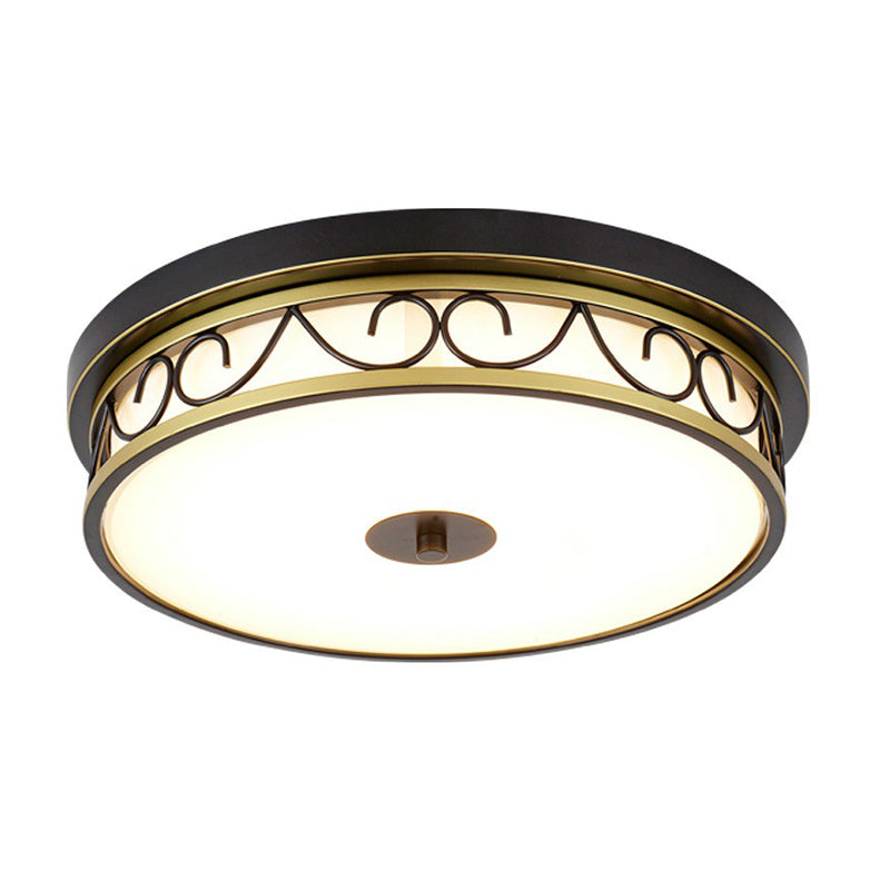 Round Shaped Cream Glass LED Flush Mount Traditional Bedroom Flushmount Ceiling Light in Brown Clearhalo 'Ceiling Lights' 'Close To Ceiling Lights' 'Close to ceiling' 'Flush mount' Lighting' 2091509