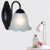 Single-Bulb Wall Light Vintage Bell Frost Glass Wall Light Fixture in Black for Corridor Black A Clearhalo 'Wall Lamps & Sconces' 'Wall Lights' Lighting' 2091530