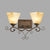 Beige Glass Bell Shaped Wall Lamp Rustic 2 Heads Bedroom Wall Light Fixture in Brown Brown Clearhalo 'Wall Lamps & Sconces' 'Wall Lights' Lighting' 2091537