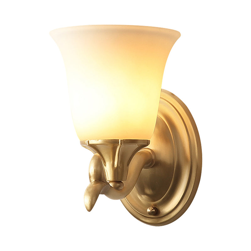 Bell Shaped Living Room Wall Lighting Retro Frosted Glass Gold Wall Mounted Light Clearhalo 'Wall Lamps & Sconces' 'Wall Lights' Lighting' 2091569