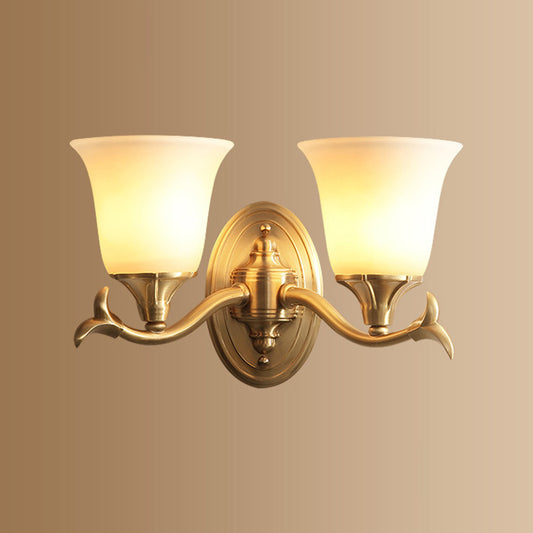 Bell Shaped Living Room Wall Lighting Retro Frosted Glass Gold Wall Mounted Light Clearhalo 'Wall Lamps & Sconces' 'Wall Lights' Lighting' 2091572