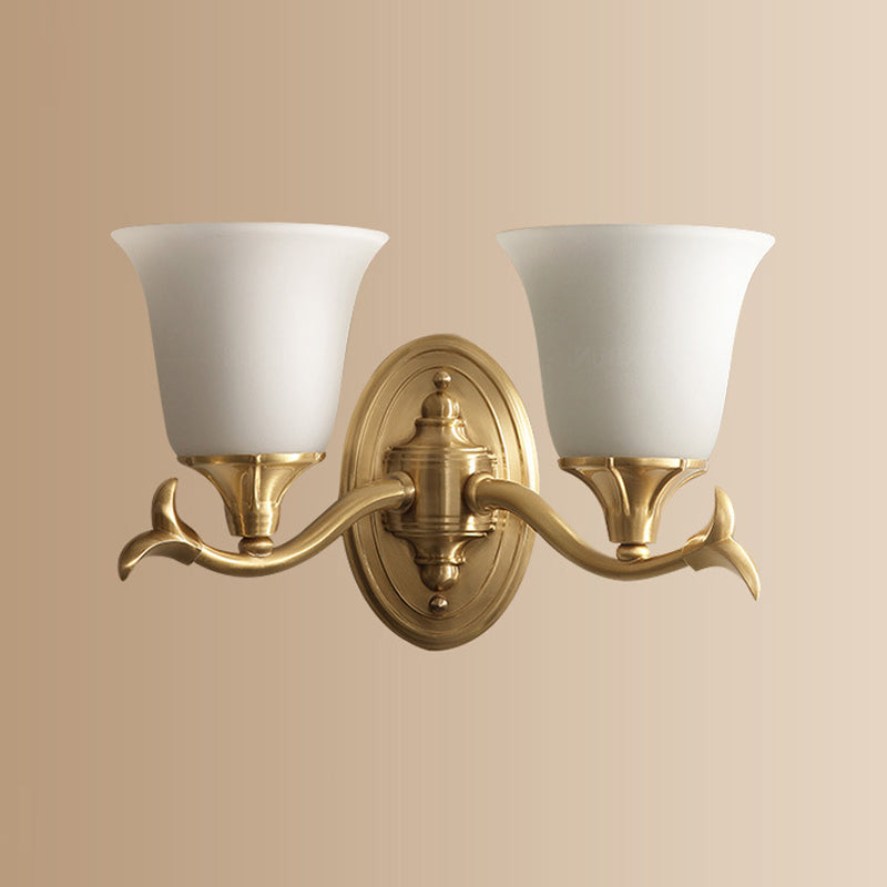 Bell Shaped Living Room Wall Lighting Retro Frosted Glass Gold Wall Mounted Light Clearhalo 'Wall Lamps & Sconces' 'Wall Lights' Lighting' 2091573