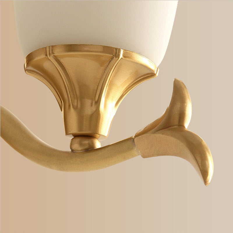Bell Shaped Living Room Wall Lighting Retro Frosted Glass Gold Wall Mounted Light Clearhalo 'Wall Lamps & Sconces' 'Wall Lights' Lighting' 2091574