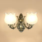 Traditional Flower Wall Mount Light Frost Glass Wall Light Fixture with Ruffle Trim for Corridor Clearhalo 'Wall Lamps & Sconces' 'Wall Lights' Lighting' 2091595