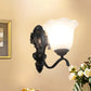 Black Wall Mount Light Traditional Cream Glass Flared Shape Wall Light Fixture for Living Room 1.0 Black A Clearhalo 'Wall Lamps & Sconces' 'Wall Lights' Lighting' 2091631