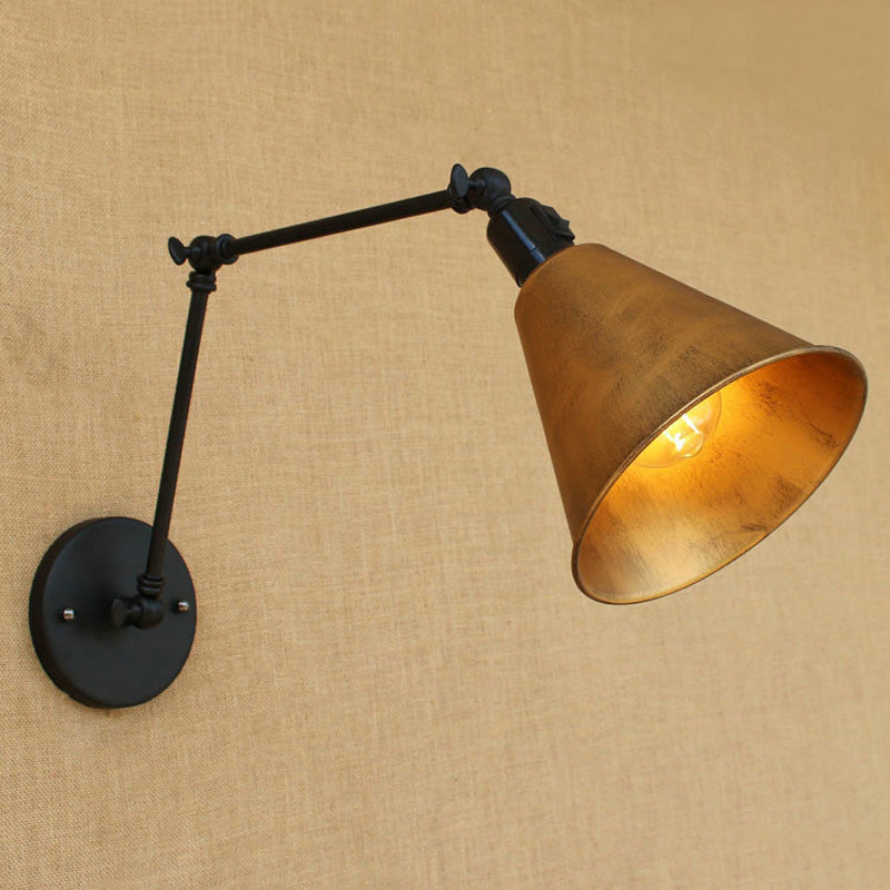 Cone Dining Table Wall Sconce Antique Stylish Wrought Iron 1 Head Black/White Wall Mount Light Clearhalo 'Art deco wall lights' 'Cast Iron' 'Glass' 'Industrial wall lights' 'Industrial' 'Middle century wall lights' 'Modern' 'Rustic wall lights' 'Tiffany' 'Traditional wall lights' 'Wall Lamps & Sconces' 'Wall Lights' Lighting' 209167