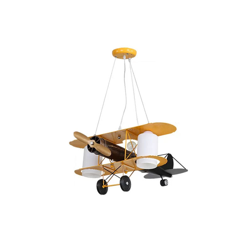 Aircraft Shaped Metal LED Lighting Fixture Modern Yellow Chandelier Light for Child Room Clearhalo 'Ceiling Lights' 'Chandeliers' Lighting' options 2091716