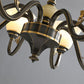 Black Ceiling Lighting Traditional Iron Curved Arm Chandelier Light Fixture with Flared Frosted Glass Shade Clearhalo 'Ceiling Lights' 'Chandeliers' Lighting' options 2091835