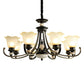 Flower Shaped Frosted Glass Chandelier Lighting Classic Dining Room Pendant Light in Black Clearhalo 'Ceiling Lights' 'Chandeliers' Lighting' options 2091893