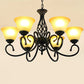 Swirled Arm Metallic Chandelier Pendant Light Vintage Living Room Hanging Light with Bell Frost Glass Shade Clearhalo 'Ceiling Lights' 'Chandeliers' Lighting' options 2091938