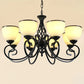 Swirled Arm Metallic Chandelier Pendant Light Vintage Living Room Hanging Light with Bell Frost Glass Shade Clearhalo 'Ceiling Lights' 'Chandeliers' Lighting' options 2091943