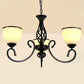 Swirled Arm Metallic Chandelier Pendant Light Vintage Living Room Hanging Light with Bell Frost Glass Shade 3 White Clearhalo 'Ceiling Lights' 'Chandeliers' Lighting' options 2091946_ccbfcf27-89bf-4884-a331-1d6ccb539f52