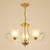 Classic Floral Chandelier Lighting Iron Pendant Light with Ruffled Cream Glass Shade 3 Gold Clearhalo 'Ceiling Lights' 'Chandeliers' 'Close To Ceiling Lights' 'Glass shade' 'Glass' Lighting' 2091985