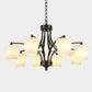 Retro Tapered Shade Chandelier Light Cream Glass Hanging Lighting for Dining Room 8 Black Clearhalo 'Ceiling Lights' 'Chandeliers' Lighting' options 2092018_c08b153e-cfc0-495d-ba24-c914de2b3e08