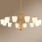 Retro Tapered Shade Chandelier Light Cream Glass Hanging Lighting for Dining Room 12 Gold Clearhalo 'Ceiling Lights' 'Chandeliers' Lighting' options 2092030_83860bc7-3c6a-452a-8019-161554520082