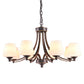 Tapered Shade White Frost Glass Suspension Light Rustic Living Room Chandelier Light Clearhalo 'Ceiling Lights' 'Chandeliers' Lighting' options 2092038
