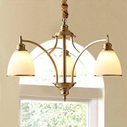 Gold Bell Chandelier Lighting Classic Cream Glass Living Room Pendant Light Fixture 3 Gold Clearhalo 'Ceiling Lights' 'Chandeliers' Lighting' options 2092053_9bd3a5a8-310e-44a4-b0fa-d26da644b0e9
