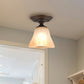 Amber Glass Bell Ceiling Light Classic Single Living Room Semi Flush Light Fixture Clearhalo 'Ceiling Lights' 'Close To Ceiling Lights' 'Close to ceiling' 'Semi-flushmount' Lighting' 2092134