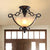 Copper Single Semi Flush Light Rustic Iron Scrolled Ceiling Flush Mount with Bowl Beige Glass Shade Copper Clearhalo 'Ceiling Lights' 'Close To Ceiling Lights' 'Close to ceiling' 'Semi-flushmount' Lighting' 2092163