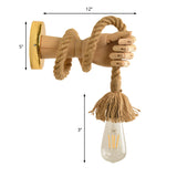 Exposed Bulb Rope Sconce Lighting Industrial Single Bulb Dining Room Wall Mounted Lamp in Black/Beige with Hand Clearhalo 'Art deco wall lights' 'Cast Iron' 'Glass' 'Industrial wall lights' 'Industrial' 'Middle century wall lights' 'Modern' 'Rustic wall lights' 'Tiffany' 'Traditional wall lights' 'Wall Lamps & Sconces' 'Wall Lights' Lighting' 209223